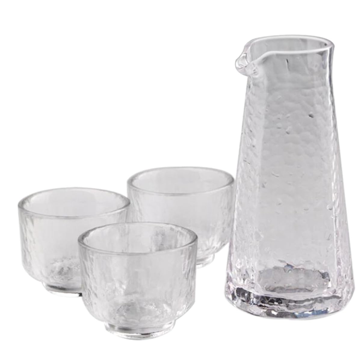 SHINEOFI Set da 4 Pezzi Bicchieri e Brocca per Sake Giapponese in Vetro, Multifunzionale ed Ecologico, Stile Giapponese, per Ristorante e Occasioni Speciali