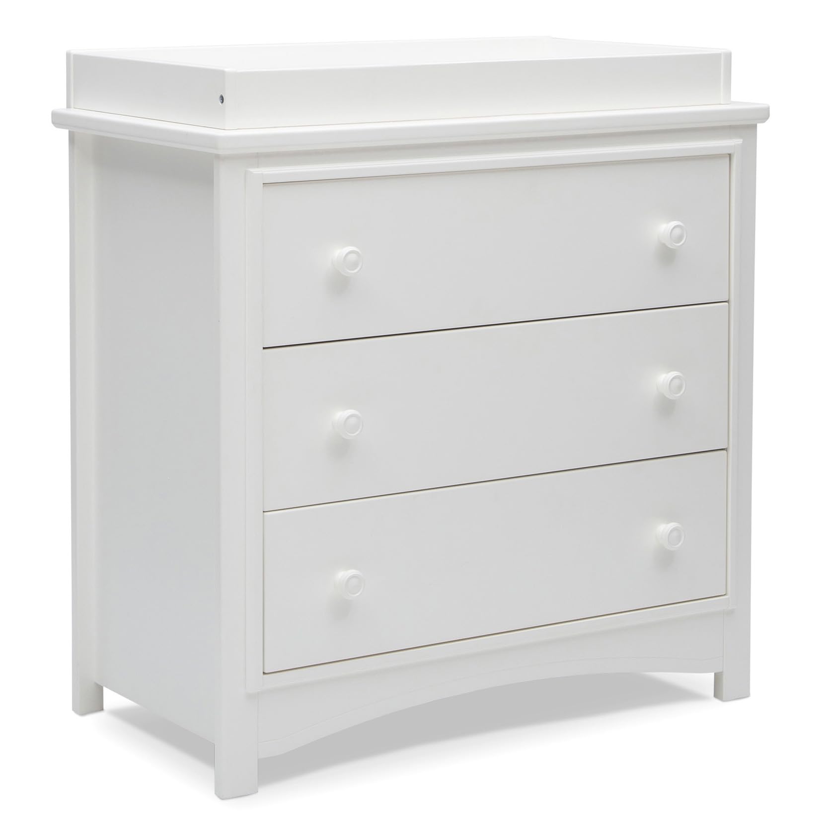 Delta Children Perry 3 Drawer Dresser with Changing Top and Interlocking Drawers, Bianca White