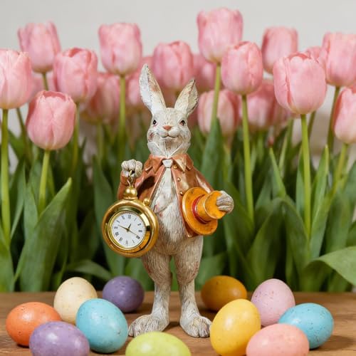 Lapin de Pâques déco figurine chapeau de forme accessoire bureau petit lapin ornement maison - 3