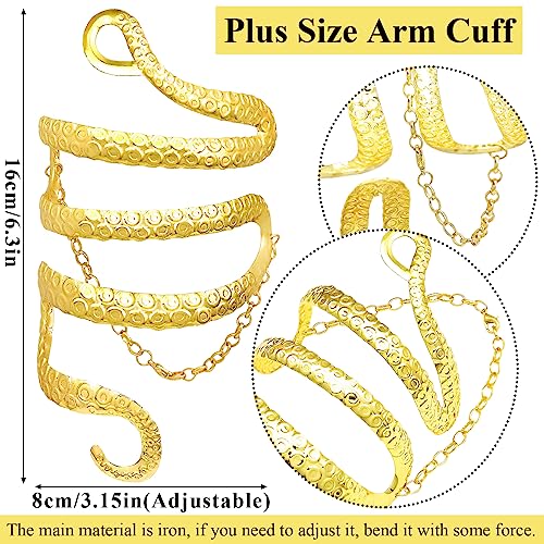 Rechicgu 2 Pcs Arm Bracelet Upper Arm Cuff For Women Octopus Tentacle Bangle Bracelets With Chain Adjustable Cool Goth Jewelry Gift Gold #TOP1