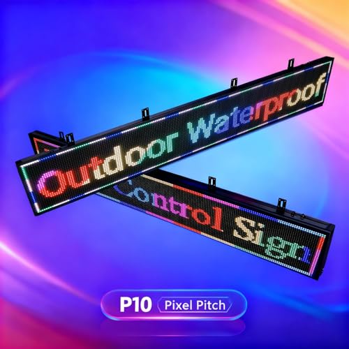 Image of Outdoor P10 LED Scrolling Programmable Sign 77 inchx14 inch, Bright High Visibility Digital Led Signage Displays, Message Signs for Business, Restaurant, Window Shop
