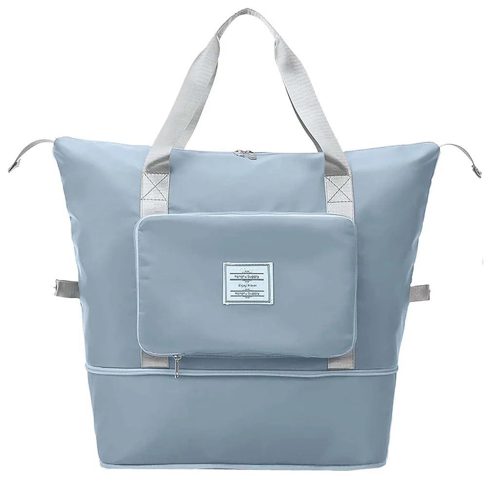 Grande borsone pieghevole impermeabile per palestra, sport e viaggi, bagaglio a mano sotto il sedile, borsa per ospedale maternità, Azzurro, Maximum Size: 40X22X45cm