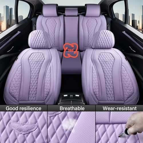 Image of Coverado Seat Covers Full Set, Purple Car Seat Covers, Automotive Car Seat Cover, Car Seat Cushion, Driver Seat Covers Front Seats Back Seat Covers, Car Seat Protector Universal Fit Most Cars