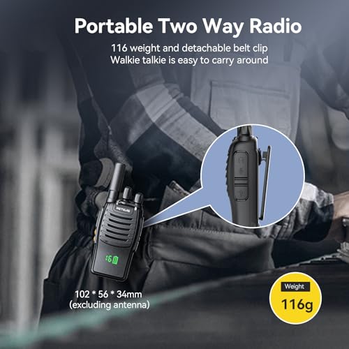 Image of Retevis H777H Two Way Radios Rechargeable, Compact Walkie Talkie (20 Pack) | Business FRS Radios for School, Events, Intuitive Power Channel Display, USB-C, Emergency Alarm, Flashlight, Ready to Use