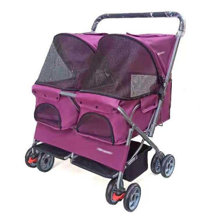 Cochecito doble plegable de primera calidad para perros pequeños y medianos y gatos – Carrito de dos animales conveniente para viajar fácilmente y aventuras al aire libre – por Pet Stroller