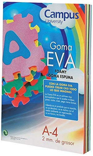 Campus College - Goma EVA 20x30cm, 10 Unidades color Rosa, Cartulinas de Foam para Manualidades, Decorar, DYI, proyectos Escolares, para niños y adultos (10 Rosas)