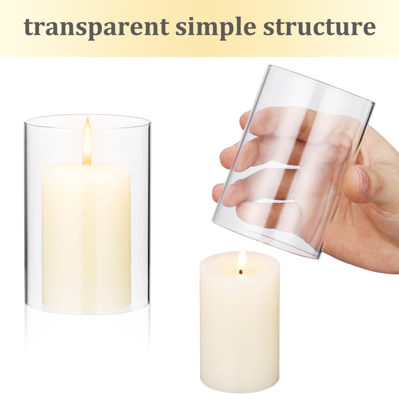 HOMSFOU 3 pezzi per colonna, copertura trasparente, vaso per uragani, estremità del lampadario * cm canna fumaria presa cm forniture fusione cilindro di ricambio cilindrico candela matrimonio