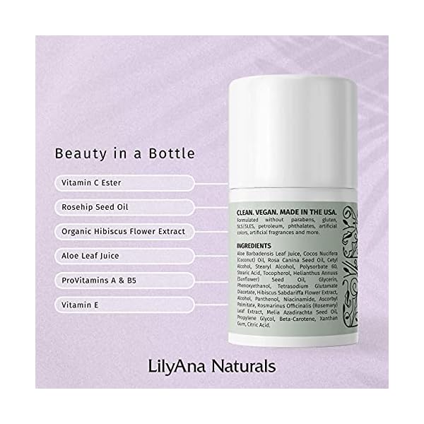 LilyAna-Naturals-Eye-Cream-2-Month-Supply-Made-in-USA-Eye-Cream-for-Dark-Circles-and-Puffiness-Under-Eye-Cream-Anti-Aging-Eye-Cream-Improve-the-look-of-Fine-Lines-and-Wrinkles-Rosehip-and-Hibiscus-Bot LilyAna Naturals Eye Cream for Dark Circles and Puffiness, Under Eye Cream for Wrinkles and Bags, Anti Aging Eye Cream helps Improve Dryness; for Sensitive Skin - 1.7 oz - Made in USA