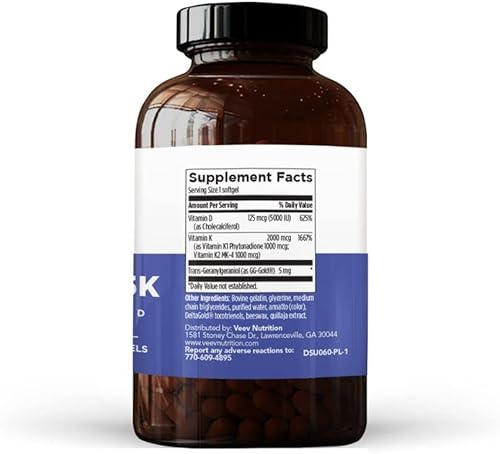 Miniatura 2 de Veev Vitamina D 5K  5000 UI de suplemento de vitamina D3 con vitamina K1 y K2 para dientes más fuertes huesos cardiovasculares e inmunes