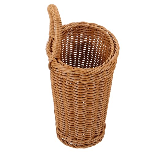 Healifty Cesta de Almacenaje Colgante de Pared Imitación Rattan Decorativa y Funcional para Cocina y Sala Gran Capacidad Ovalada Soporte Metálico Doble Color Reutilizable