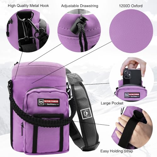 Image of NATURE PIONEOR Neoprene Insulated Water Bottle Holder with Shoulder Strap for Half Gallon 64OZ / One Gallon 128OZ Sports Water Jugs Bottles, Carrier /Pouch Sleeve for Outdoor Camping, Hiking, Fishing