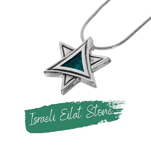 Miniatura 3 de Jewish Jewelry Pendant, Star of David Pendant Necklace Eilat Stone Pendant, Sterling Silver, Elegantly Gift Packaged