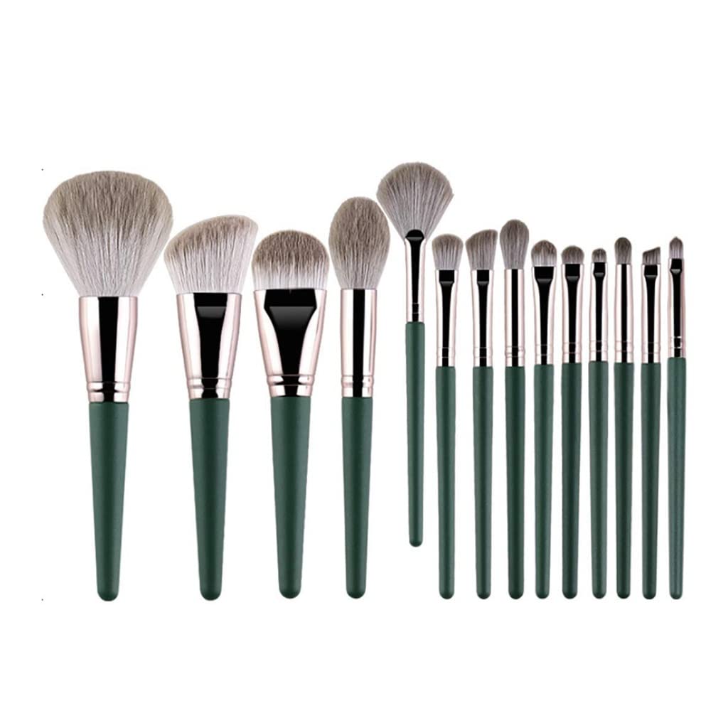Ensemble De 14 Pinceaux De Maquillage en Bois pour Fond De Teint, Poudre, Blush, Fard À Paupières, Mélange De Lèvres