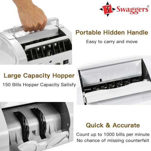 Image of swaggers Best Heavy Duty Note Counting Machine with MG, UV, IR Fake Note Detection Updated with All New and Old Indian Currency (White LCD)