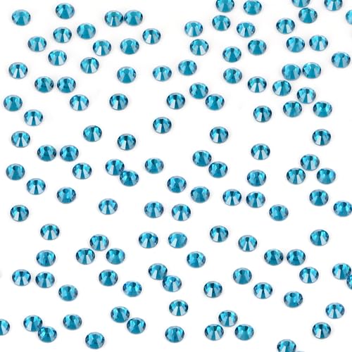 Image of Bymitel Hotfix Crystal Rhinestones Round Gems Iron on DIY Jewelry Making Flat Back for Crafts,Blue Zircon, 3.8mm(SS16 /2880pcs)