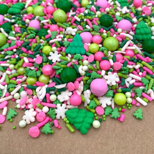 Pink Christmas Sprinkle Mix by Simply SucrÃ© | Pink Sprinkles | High Quality Sprinkles | Christmas Sprinkles | Edible Sprinkles | 4 oz. 8oz. 16 oz. 24 oz. | Bulk Sprinkles | Green Sprinkles (4 oz jar)
