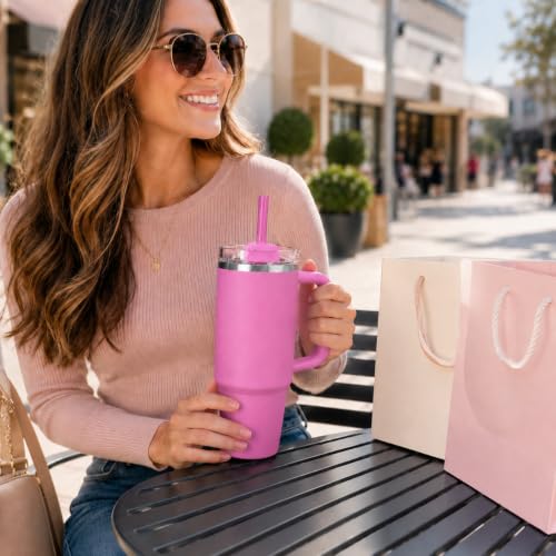 Image of Replacement Straws Compatible with 30 oz Stanley Quencher Tumbler, 10.5 Inch Clear Reusable Straws, Drinking Cup Accessories, Dark Pink-6 Pack