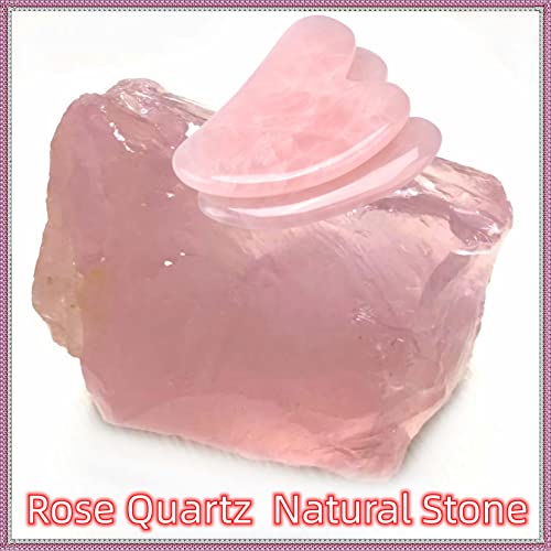 ROISOOT Ferramentas Faciais Gua Sha de Quartzo Rosa, Ferramenta de Beleza Guasha de Pedra de Jade Na
