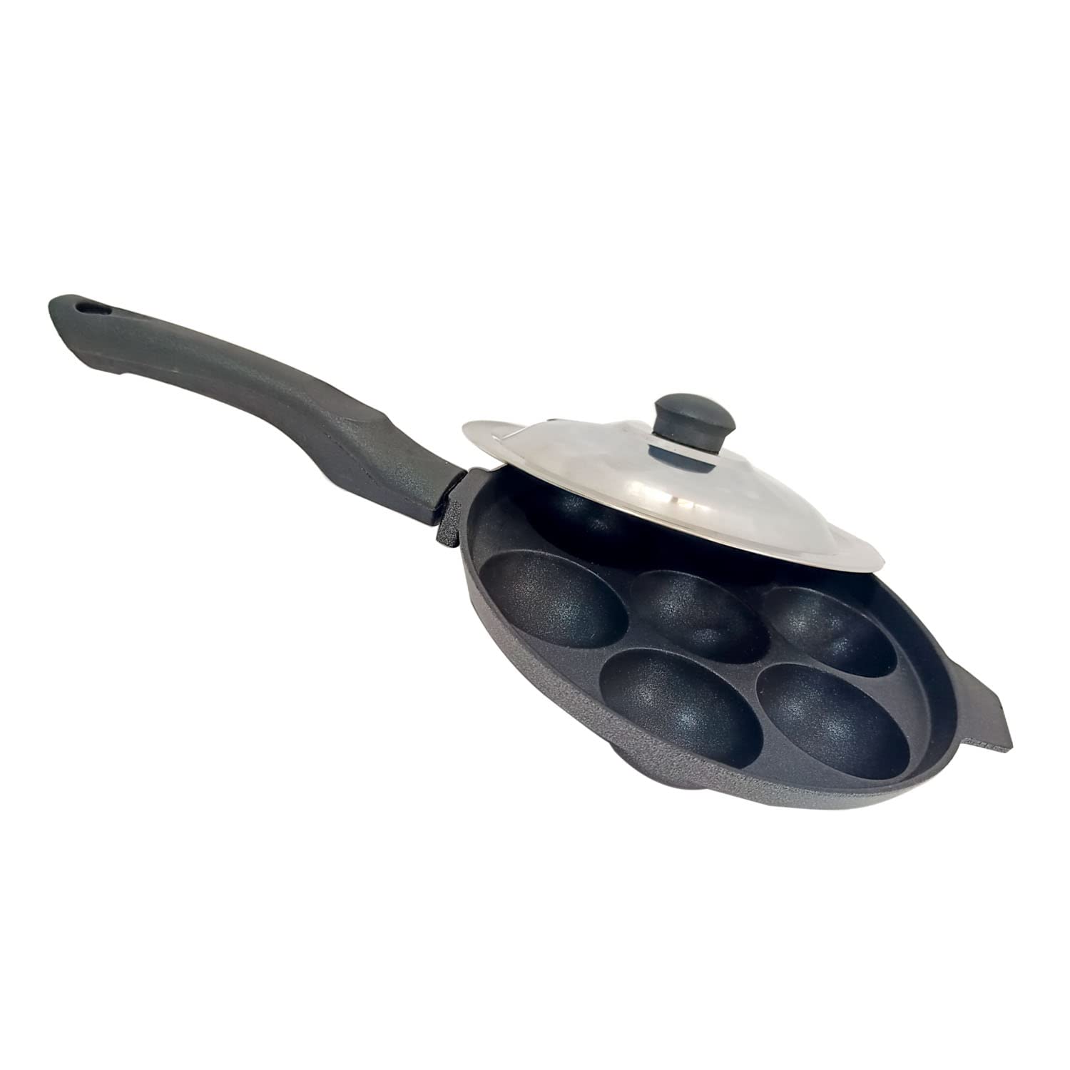 Photo 1 of *MISSING PARTS - see clerk notes*
G & D Appam Pan Non Stick Ebelskiver Patra Pancake Mold Aluminium Appachatty Paniyaram Pan 7 Cavity Paniyarakkal Patra Egg Maker Appe with Stainless Steel Lid Diameter 6.7 Inch