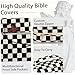 Bible Carrying Case Checkered Pattern Bible Cover Case with 75 Bibles Sticker, 200 Tabs, 5 Gel Ink Pens and 12 Highlighters for Woman Black