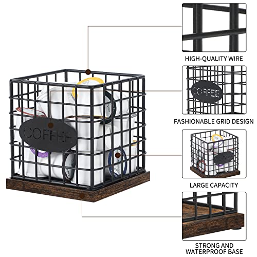 Image of YINMIT K Cup Holder Organizer, Sturdy Coffee Pod Holder Organizer, 35 Kcup Large Capacity Storage Basket for Kitchen Counter and Office Desktop (Square Grid)