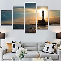SIGNWIN 5 Panel Canvas Wall Art Modern Art Country Dramatic Global Landscape Multicolor Photography for Home Decorations Ready to Hang - 60
