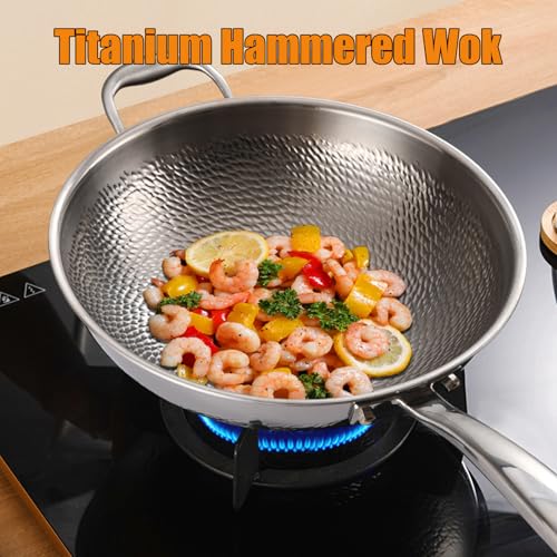 Wok de titanio martillado 12.6 pulgadas con tapa miniatura 4