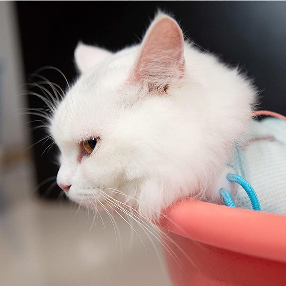 21新入荷 Hitasi 猫用洗浄バッグ 猫 お風呂 ネット 猫用 おちつくネット 耳掃除 網 猫爪切りメッシュ 袋 犬 小型犬 丈夫 軽量 便利 使いやすい そのまま 静かに つめきり 点眼 入浴 脱走防止 動物病院 ペット美容室 飼い主家庭などに適用 人気 キャット ドッグ グッズ