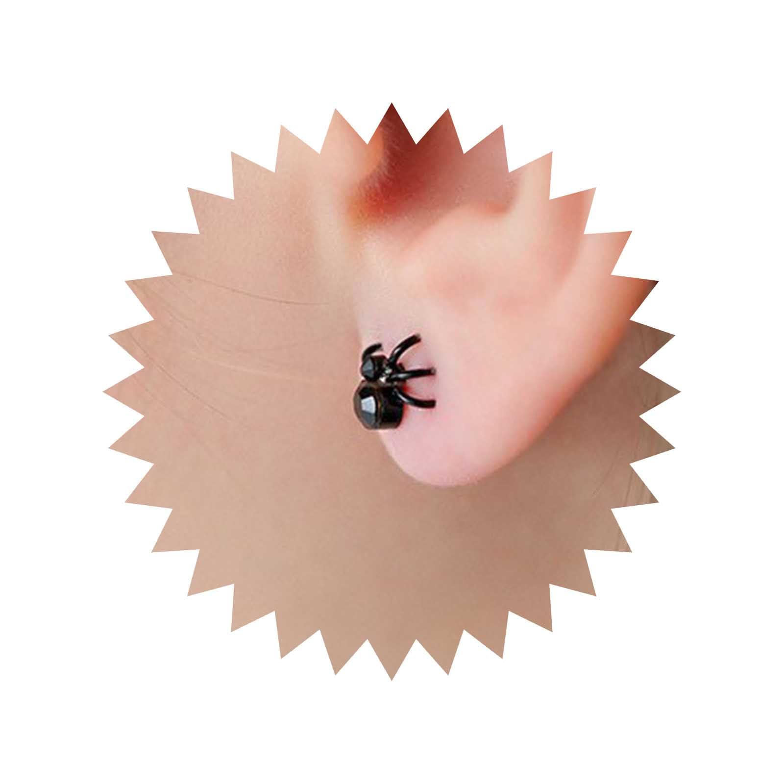Orecchini Ragno Argento Tibetano Orecchini A Clip Con Ragno - Argento Tibetano E Cristalli, Tema Halloween, Perfetti Per Un Look Dark E Festaiolo Orecchini A Tema Festa