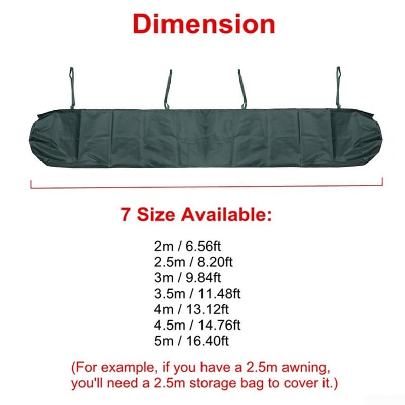 Bolsa de almacenamiento resistente a la intemperie para toldos, diseñada para una fácil aplicación (4 m, verde)