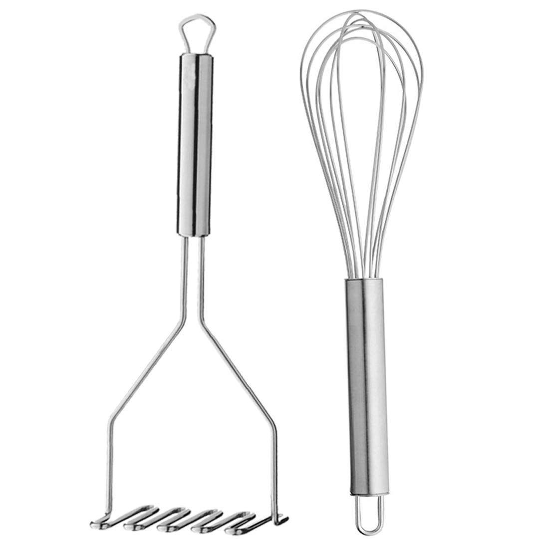 OC9 Stainless Steel Potato Masher/Pav Bhaji Masher/Vegetable Masher & Egg Whisk/Egg Beater for Kitchen Tool Set