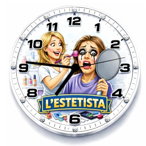 Regalami.shop Orologio da Parete 25 cm con Mestieri Divertenti, estetista – Idea Regalo Originale e Simpatica – Finitura di Alta Qualità – Confezione Elegante Scatola Regalo (cm 25 estetista)