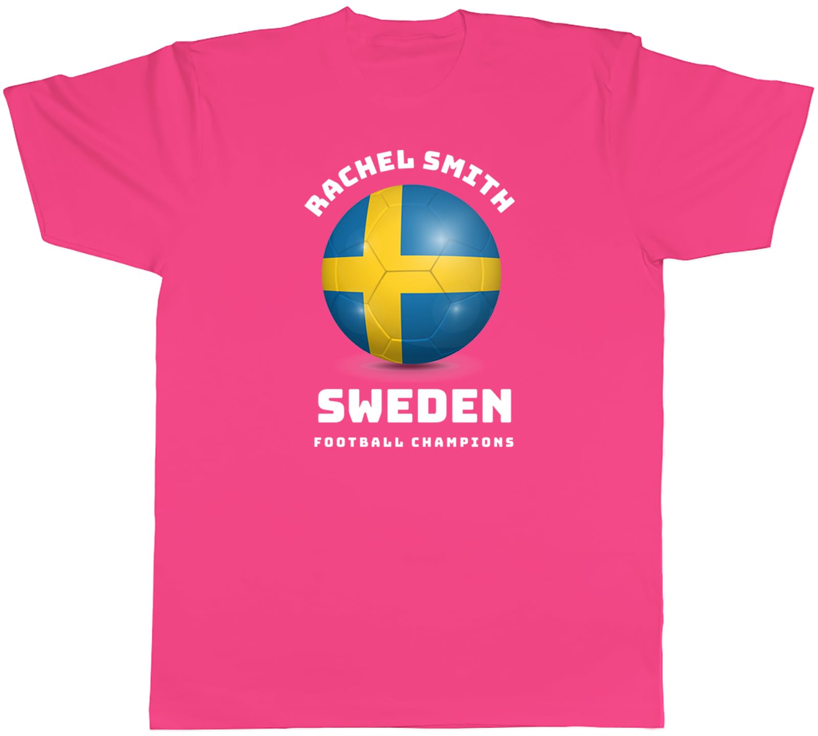 Shopagift Personalised Sweden Flag Football Supporters Fan Mens T-Shirt Tee Pink