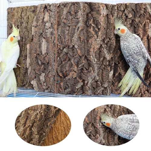 Image of 2 Pack 22 x 14 Inch 100% Natural Cork Perch, Bird Cork Seat Boards, Birdcage Bark Decor Accessories Toy for Birds Parakeets Budgie Parrot Cockatiel Hamster Guinea Pig Rat