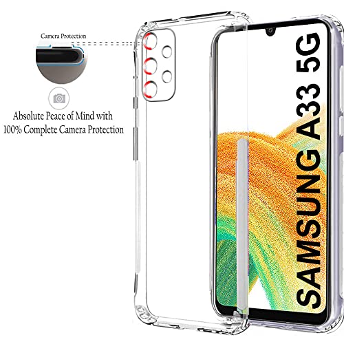 Image of TheGiftKart Ultra Clear Slim Silicone Back Cover Soft Case for Samsung Galaxy A33 5G | Best Camera Protection | Inbuilt Dust Plugs & Anti-Slip Grip (Silicone | Transparent)