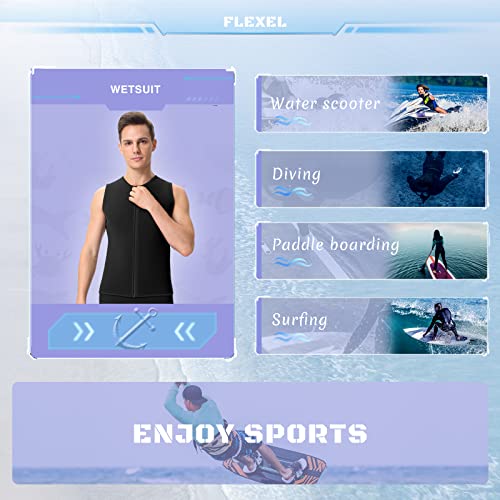 Flexel Wetsuit Tops Men 2Mm, Wet Suit Vest In Cold Water Weather, Sleeveless Wetsuit Neoprene For Surf Swim Snorkeling Canoeing Scuba Kayaking #TOP6
