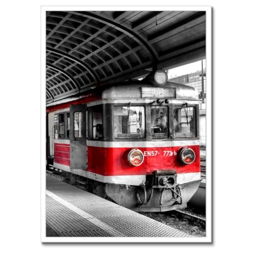 Train décoratif grand format poster sous cadre noir salon 50x70