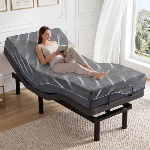 Image of Vipbear Premium Ergonomic Smart TXL Adjustable Bed Frame with Massage, Zero Gravity, Wireless Remote & Head-Foot Incline & USB Charging & Height Adjustable, Black