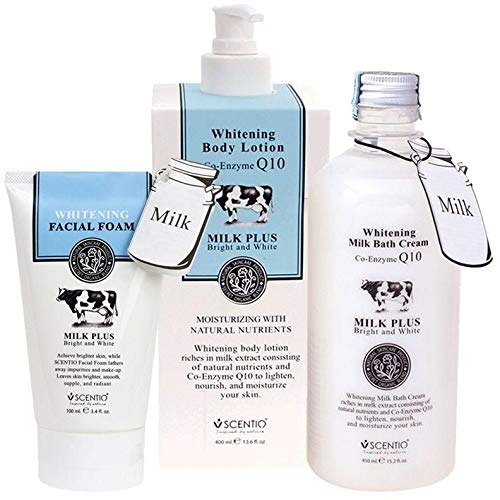 SCENTIOSet Of 3 Scentio Bath & Shower Set - Bath Cream Body Lotion & Facial Form Fresh Milk Aroma - Brighten And Moisturize The Skin