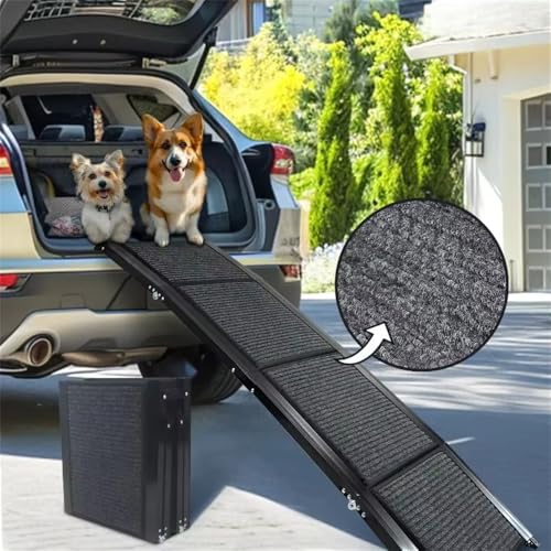 Große Hunderampe Auto Faltbar, Hundetreppe mit Rutschfester Teppichoberfläche für Große,Hunderampe mit rutschfesten Teppich klappbar für Auto Hunde Rampe Hundetreppe Einstiegshilfe Belastbarkeit 95 kg