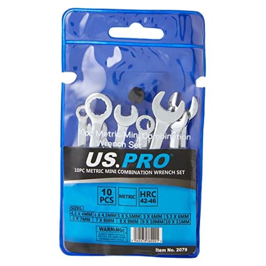 US PRO 2079 Mini-Maulschlüssel-Set, metrisch, 4-11 mm, Chrom, 10 Stück