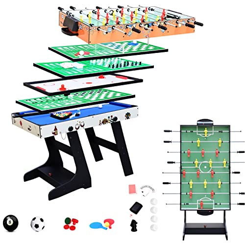 OYE Table Multiple Jeux 4 en 1 Pliante-Billard, Tennis de Table, Babyfoot, Hockey (8 en 1 Pliante Table)