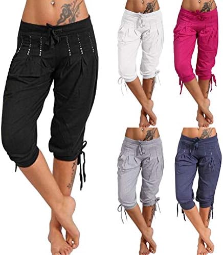 ORANDESIGNE Femme Pantacourt Ample Pantalons Courts 3/4 Bermudas Genou Longueur Casual Eté Capri