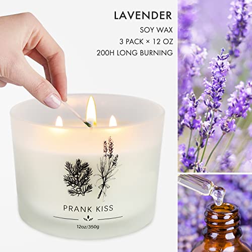 3 Pack Lavender Candles For Home Scented, Candles Gifts Set For Women, Soy Wax 200 Hour Long Lasting Jar Candles Gift For Birthday Mom Christmas Thanksgiving Day Present #TOP1