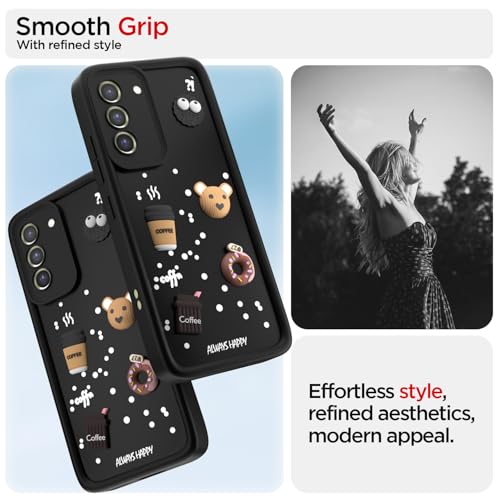 Image of Pikkme Back Cover for Samsung Galaxy S21 FE 5G | Cute Fun Cartoon 3D Bear Silicone Full Body Protection Bumper Cover (Black)