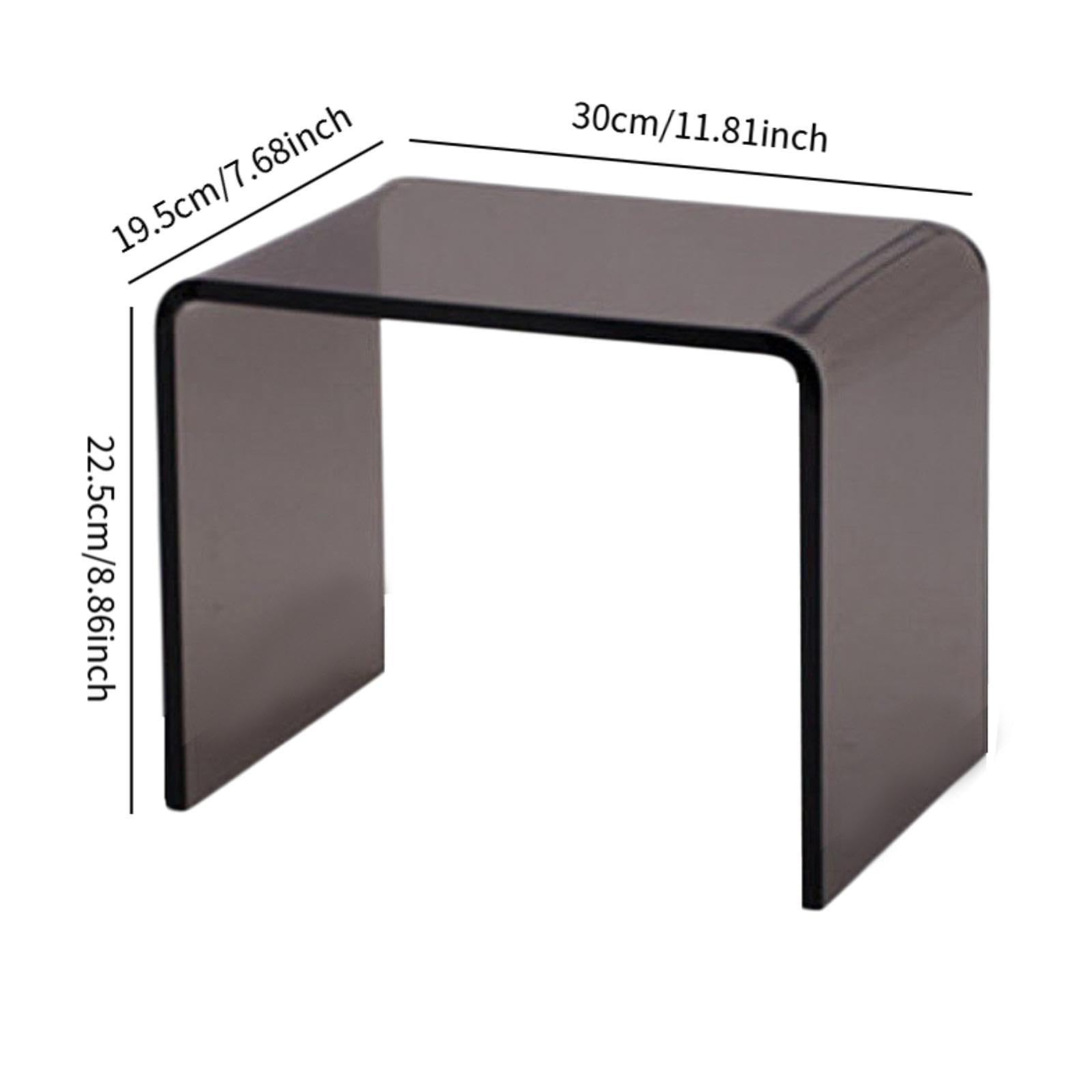 Mesa Auxiliar Clara, Taburete acrílico, Muebles contemporáneos en Forma de U, Mesa Central, Gris, Individual