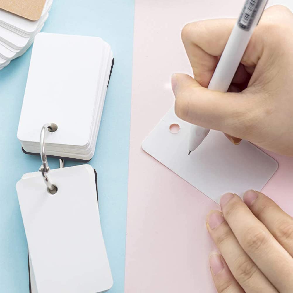 Karteikarten mit Ringen,Karteikarten,Lernkarten,Lernkarten Blanko,Mini Karteikarten,Lernkarten Mini,Lernkarten Pocket,Blanko Flash Card für Vokabel Lernen Unterwegs,100 Blatt