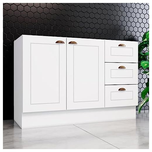 Balcão 2 Portas 3 Gavetas 120cm Emily Henn Branco HP