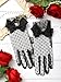 Bencailor Women Lace Gloves Wedding Tea Party Gloves Bow Short Mitten Elegant Accessories for 1920s Opera Funeral(Polka Dot Black,Polka Dot)