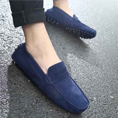 Mens Nubuck Leather Driving Loafers Slip On Round Toe Comfortable Lightweight Flexible Prom Wedding Casual Shoes3